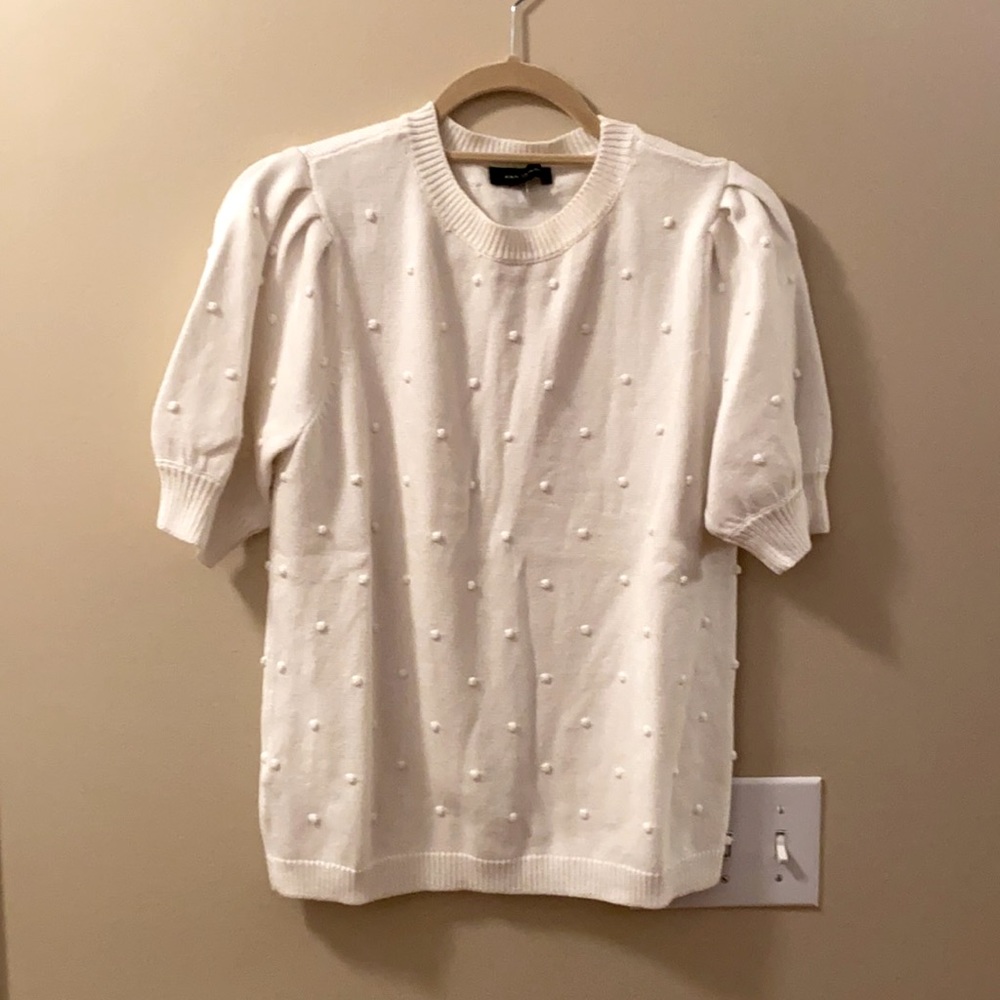 Ann Taylor short sleeve cream colored sweater size medium new with tags